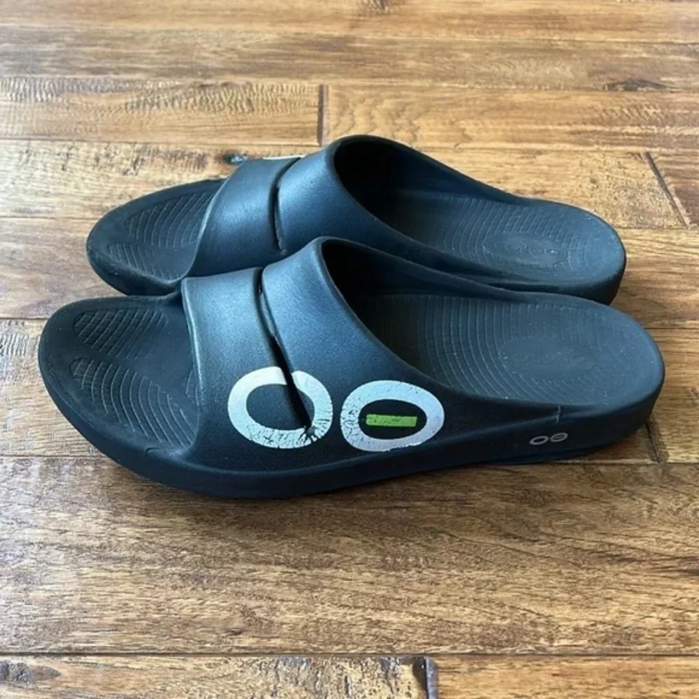 Oofos Oohahh Sport Slide Sandals Recovery Comfort Shoes Black Size Men 10 / W 12